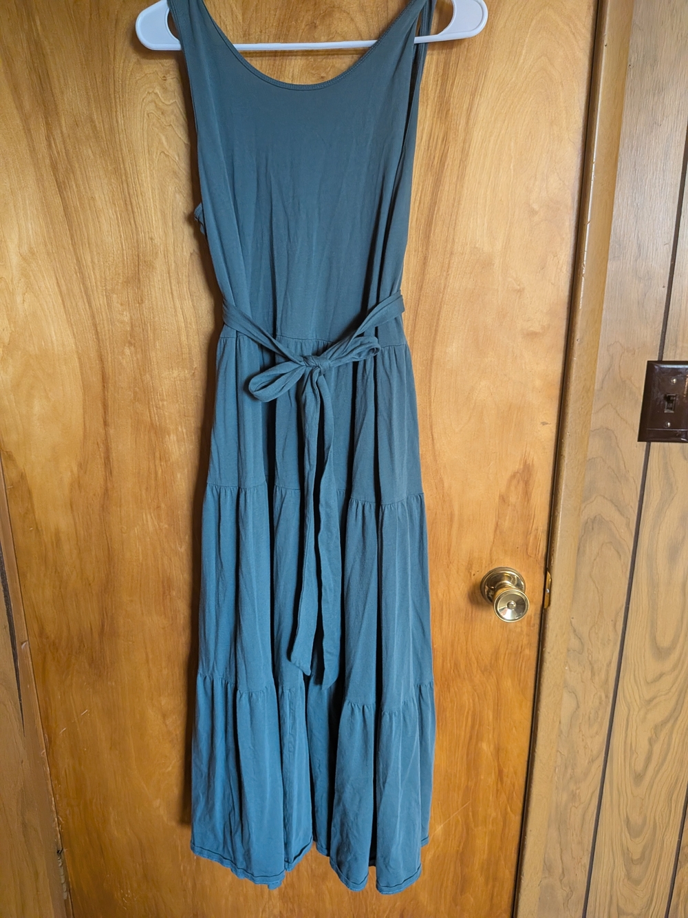 J. Crew Teal Scoop-Neck Tiered Maxi with Waist Tie